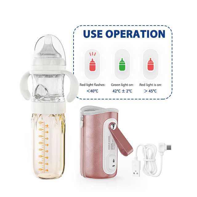 8oz/240ml 3 In 1 thermostat glass milk breast feeding bottle With Formula Dispenser Night Feeding Baby Bottle
