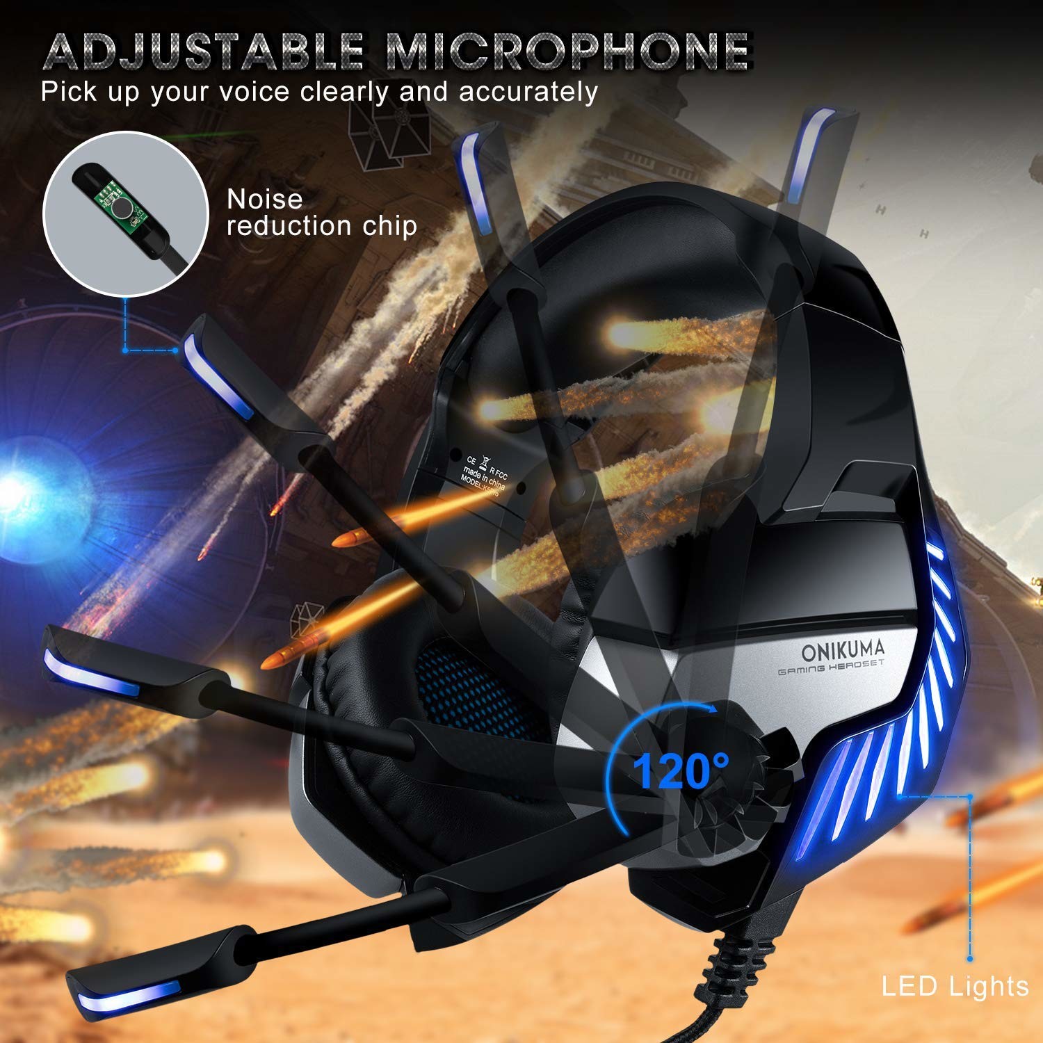 PS4 PC 20000Hz Onikuma K5 Pro Wired Gaming Headset