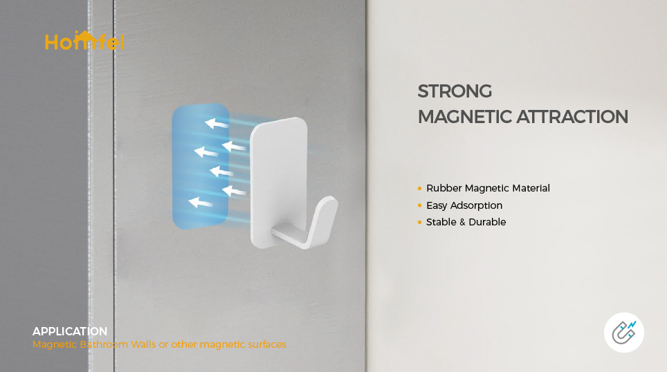 Wall Mounted Type Household Magnetic Attraction Shower Rack No Drilling Bathroom Hook