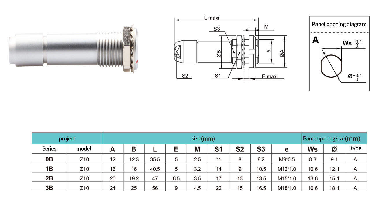 Industrial Waterproof Circular Connector B Series Z10 6P Female Indoor Universal Double Nut Cable Clamp To Fix The Cable