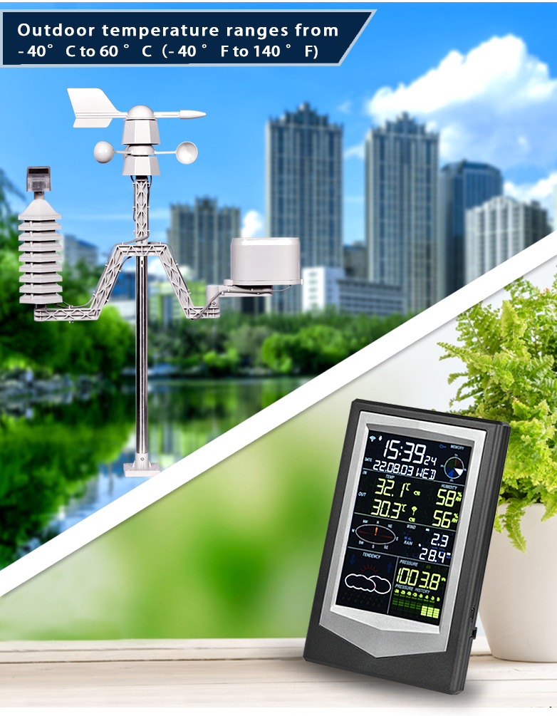 Get Accurate Readings With Outdoor Wireless Smart Weather Station And Color Display