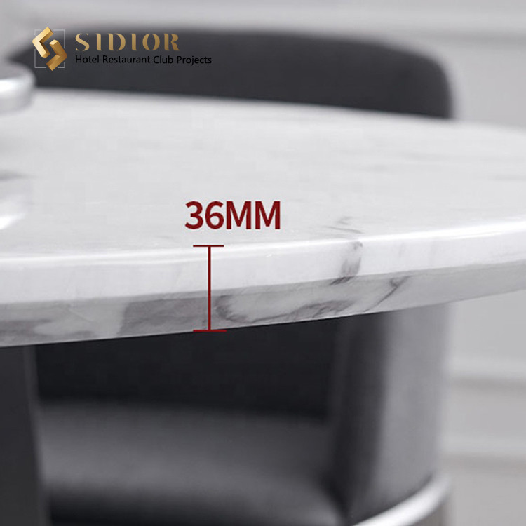 ECO Friendly Large Round Marble Dining Table white SGS Standard