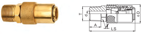 Nitto K Brass Quick Coupling Single Shut Off Mould