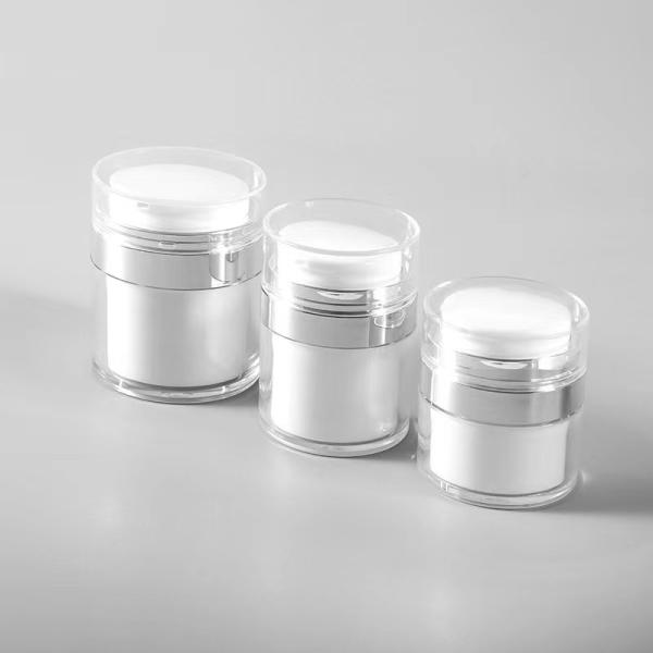 Quality Customized Plastic Acrylic Airless Jar with PP Material and Silkscreen Print for Cosmetic Lotion and Face Cream for sale
