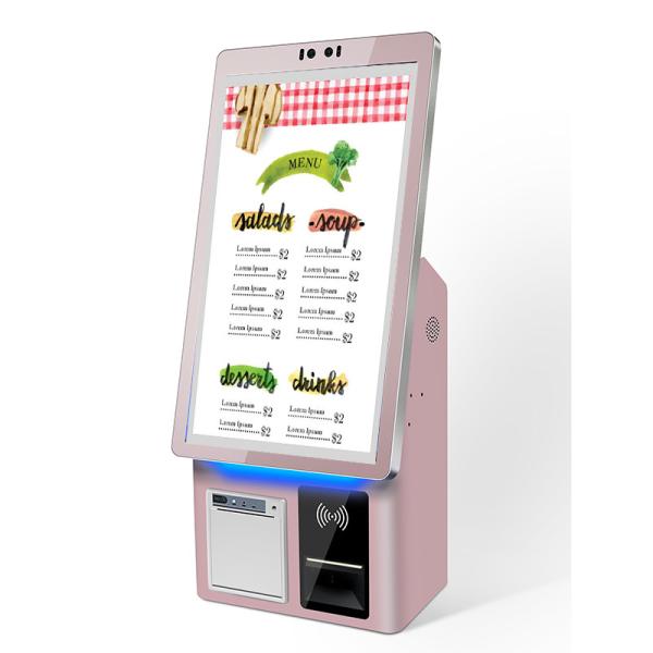 Quality Self Service 21.5 Inch Terminal Kiosk 80mm Printer Barcode Reader POS Bracket Touch Screen Payment Kiosk With Desktop Base for sale