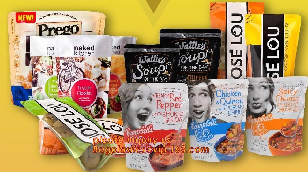 Zipper Stand Up Pouch Microwave Cooking Retor Liquid Organic Soup Packaging