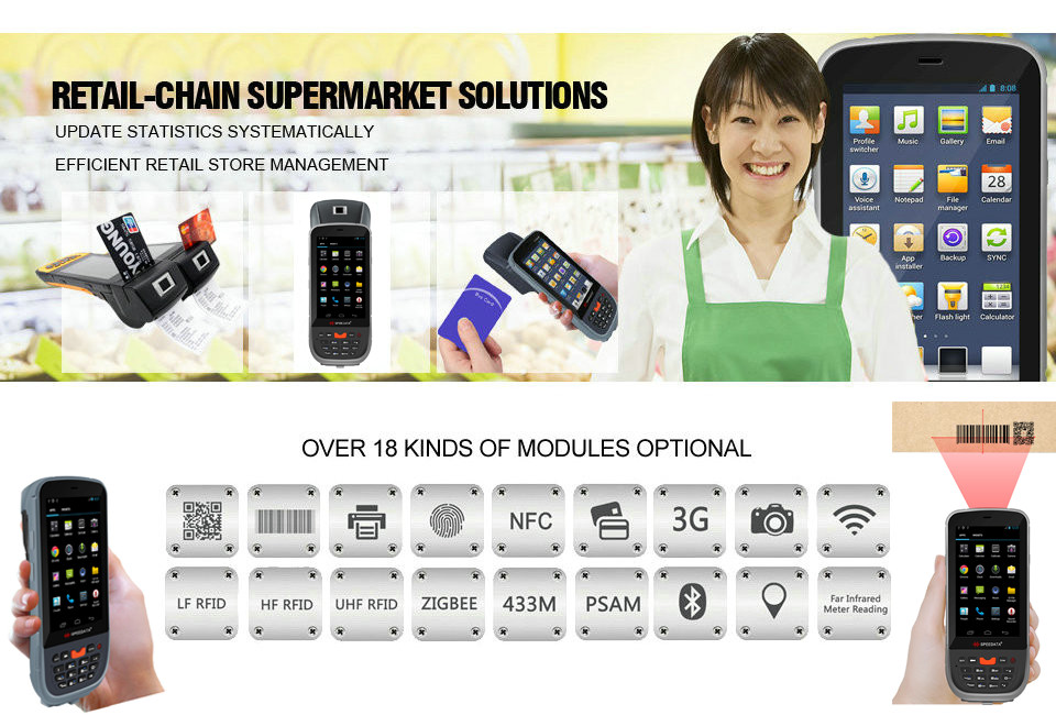 Android Handheld Fingerprint Scanner NFC Reader A7 1.3GHz Qard core