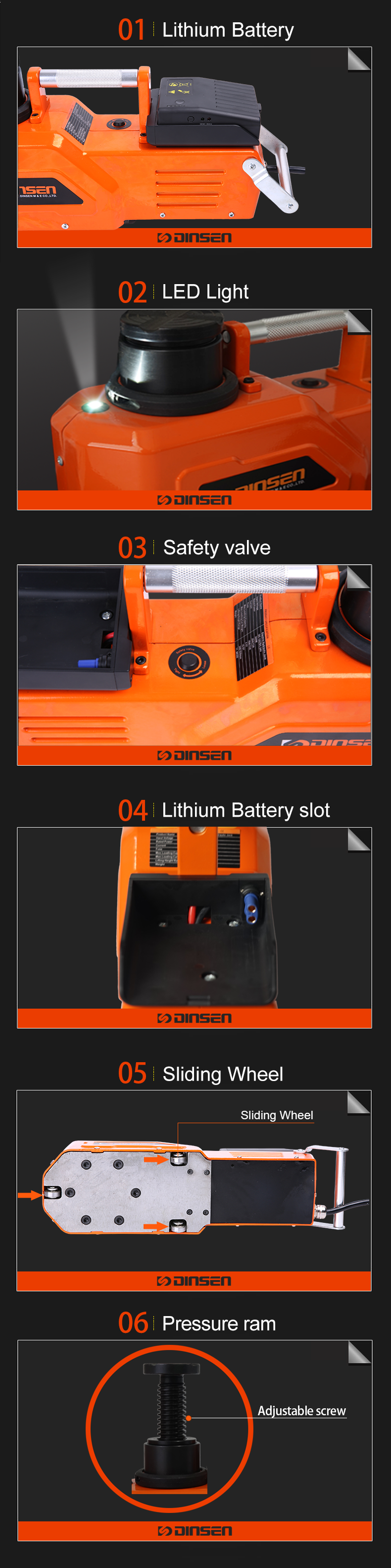 Lithium Battery 15 Ton Hydraulic Jack , Hydraulic Portable Jack RoHS Approved
