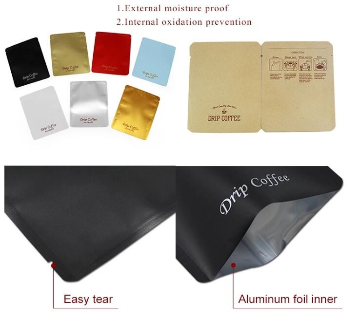 Custom Printed Side gusset flat bottom custom printed drip coffee bean packaging bag with valve