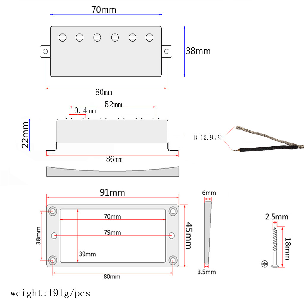 Dual Coil Closed Mini HumbuckerAlnico 5 Chrome Metal Pickup For LP Guitar Bridge With Mounting Screws