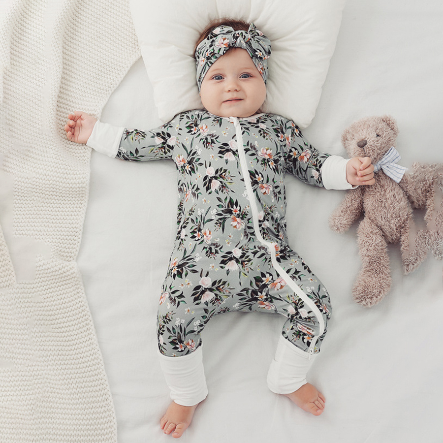 In Stock 2023 Bamboo Viscose Baby Sleep Rompers Organic Bamboo Baby Romper Newborn Reverse Zipper Jumpsuit Toddler Zip B