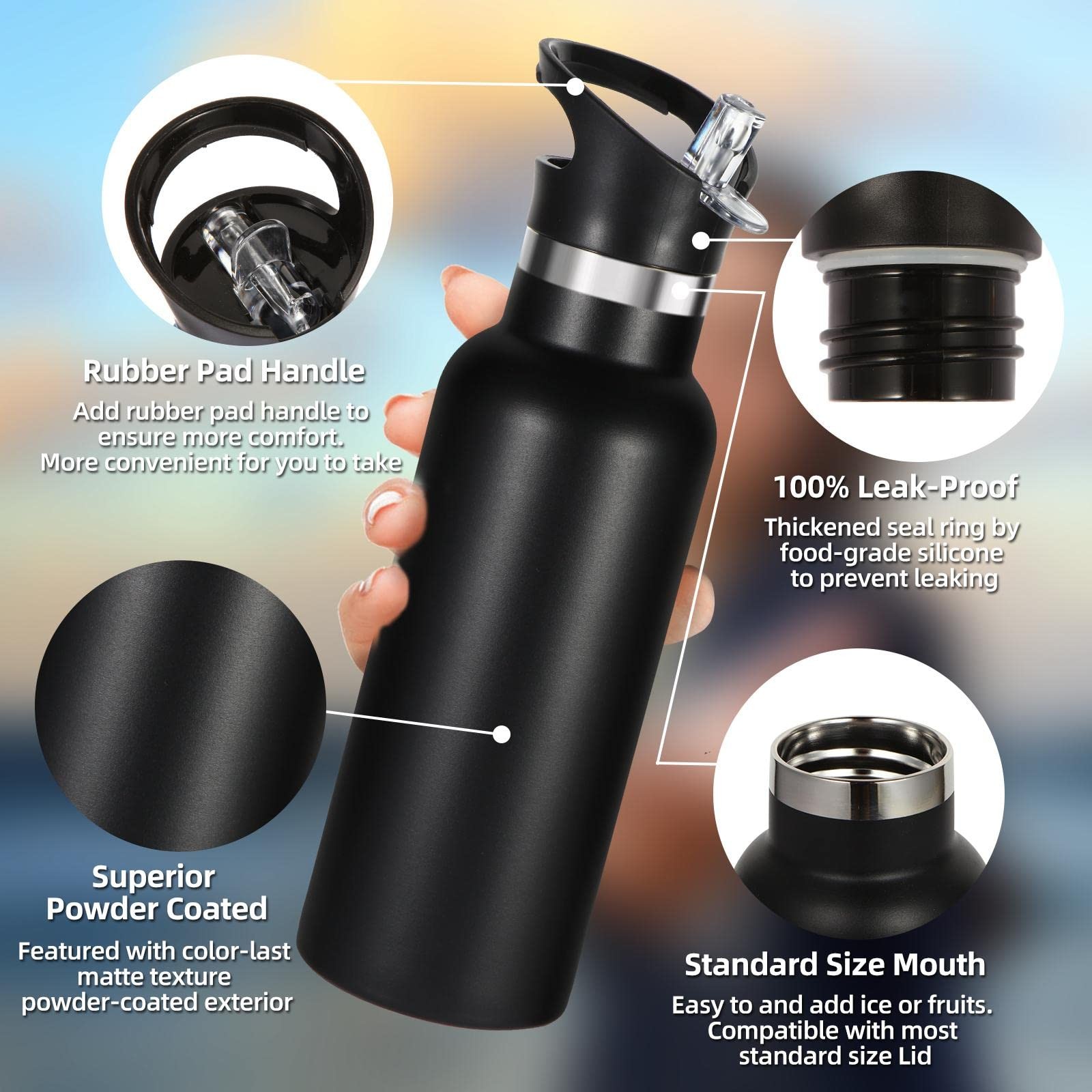 17oz Kids Insulated Stainless Steel Water Bottles With Straw Lid Double Wall Vacuum Metal Thermos Water Bottle Reusable Sports Water Flask Keep Hot