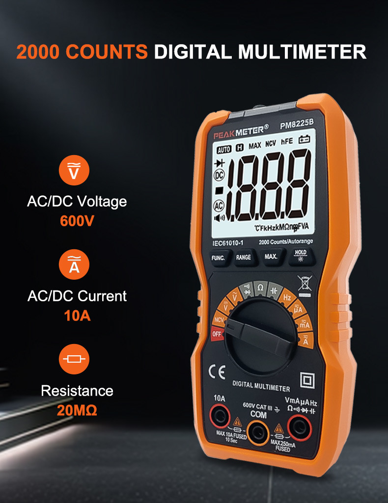 MAX value function Auto Range Digital Multimeter 600V Voltmeter 20MOhm resistance measurement electric meter