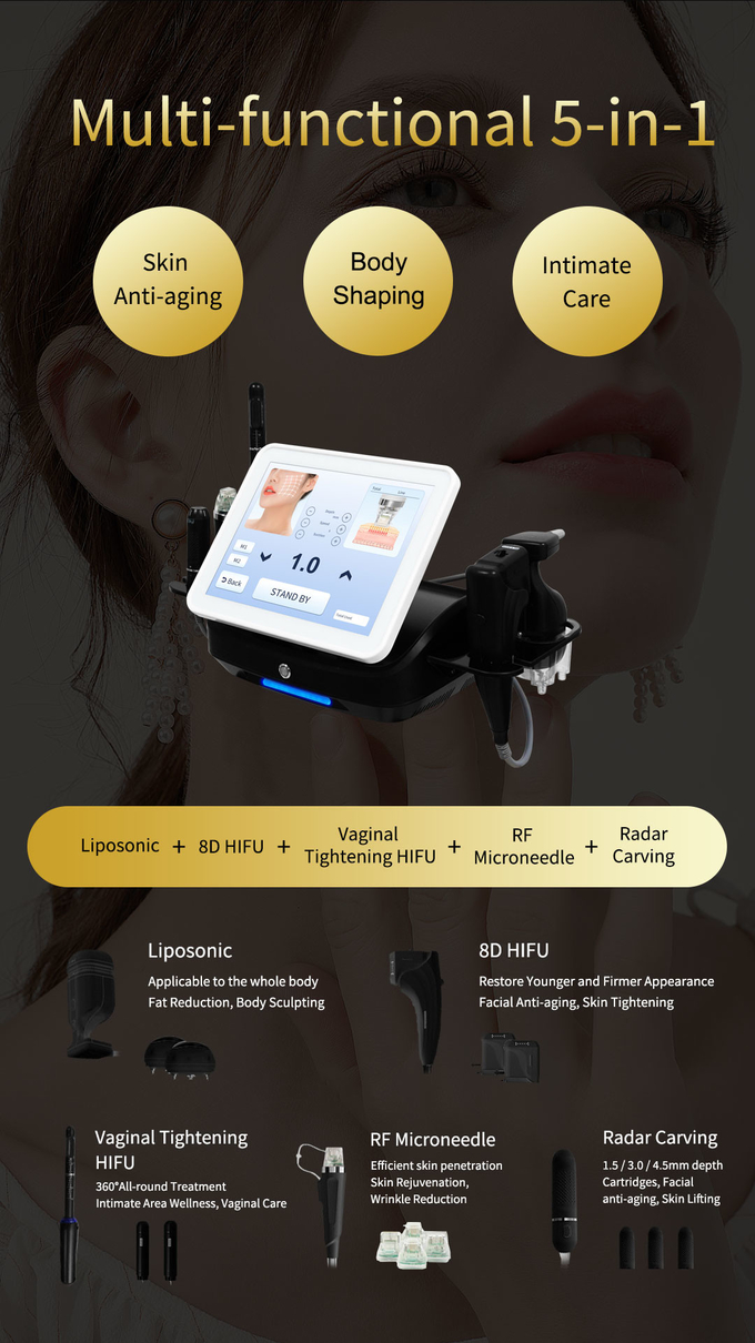 New Coming RF Skin Tightening 8D Hifu Machine For Face Lifting Vagin Tightening Body Slimming