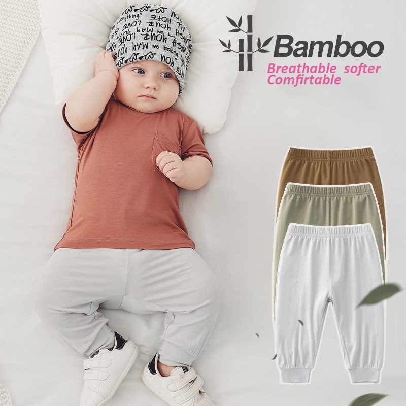 2023 spring and summer infant clothes bamboo baby trousers baby wear leggings pants