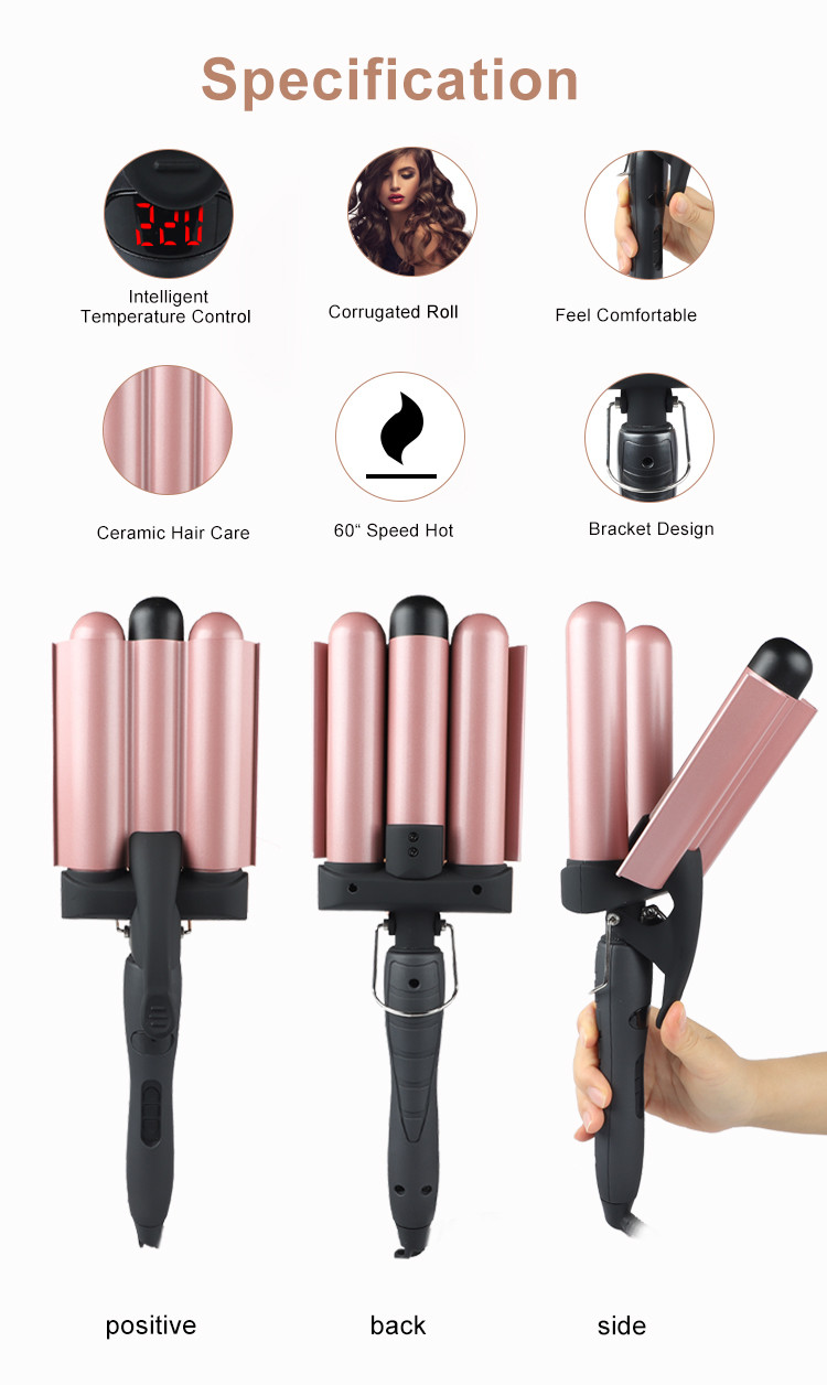 Dual Voltage Three Barrel Hair Waver 1 Inch For Salon And Travel