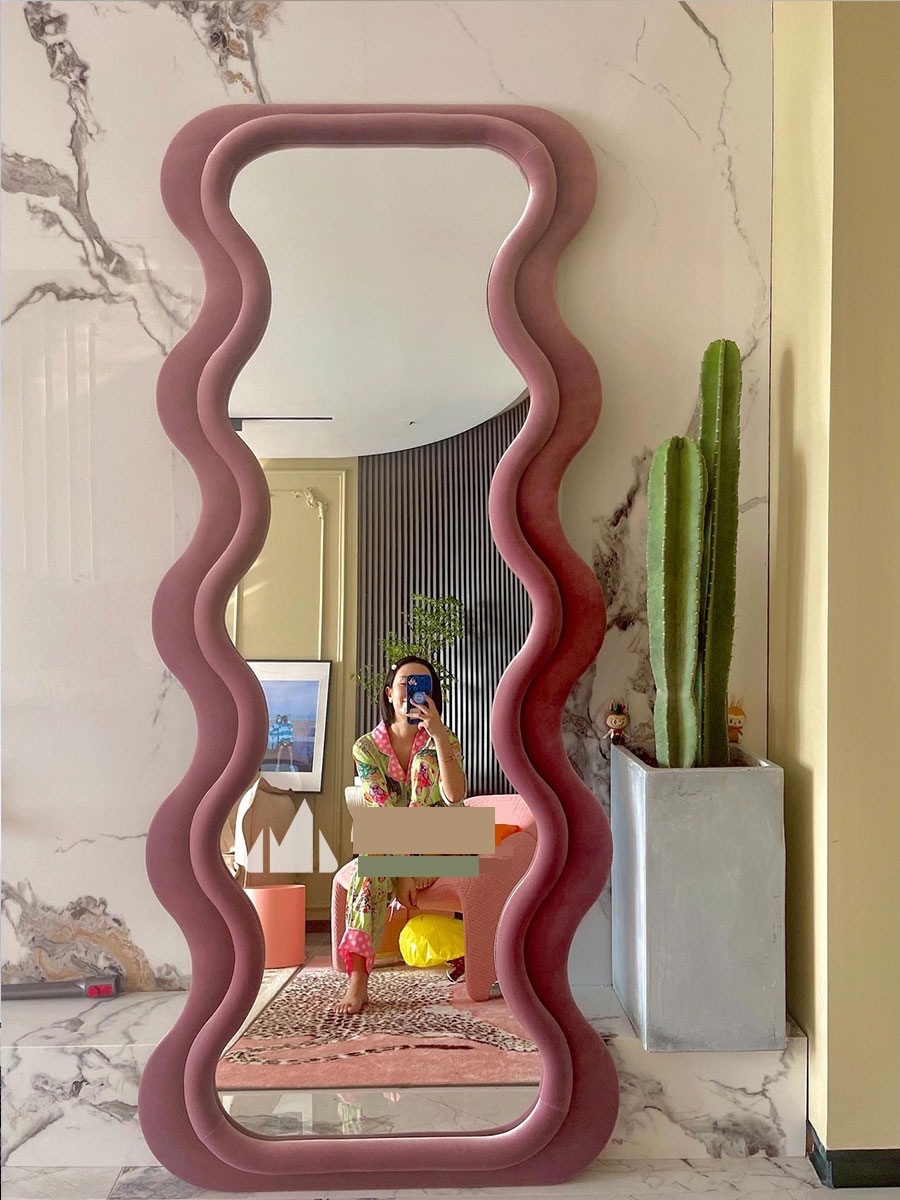 Standing Wavy Oversized Arched Floor Mirror 71x32 Dressing Room