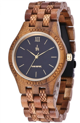 Luxury wood case watch laser line band Koa wood fold buckle steel wood watch