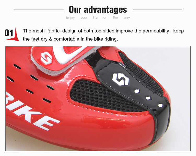 Athletic Red Road Racing Bicycle Shoes Anti Skid Dirt Resistant Good Stability