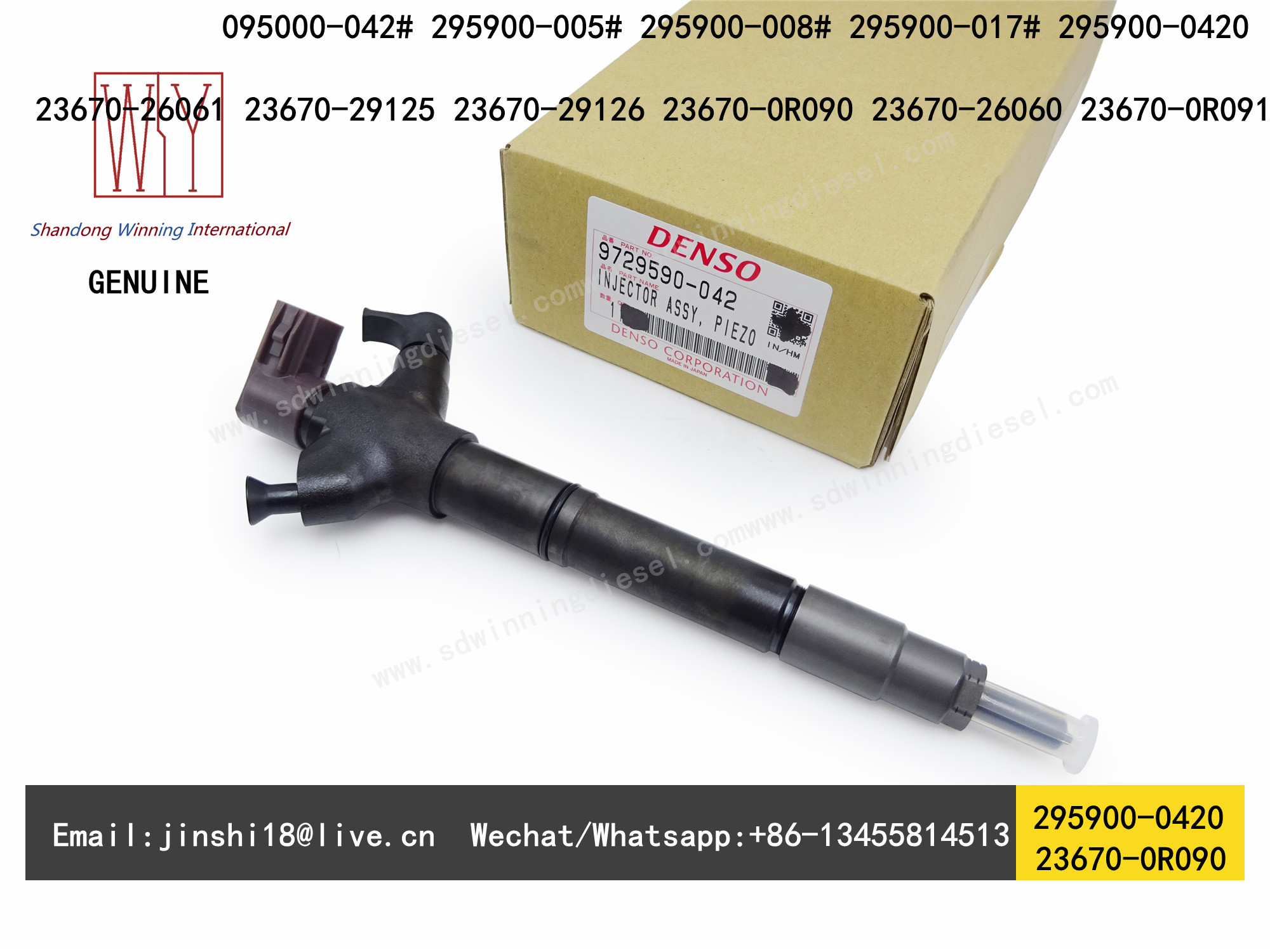 DENSO GENUINE AND BRAND NEW DIESEL PIEZO FUEL INJECTOR ASSY 295900-0420, 295900-0050, 295900-0170, 295900-0080, 23670-0R