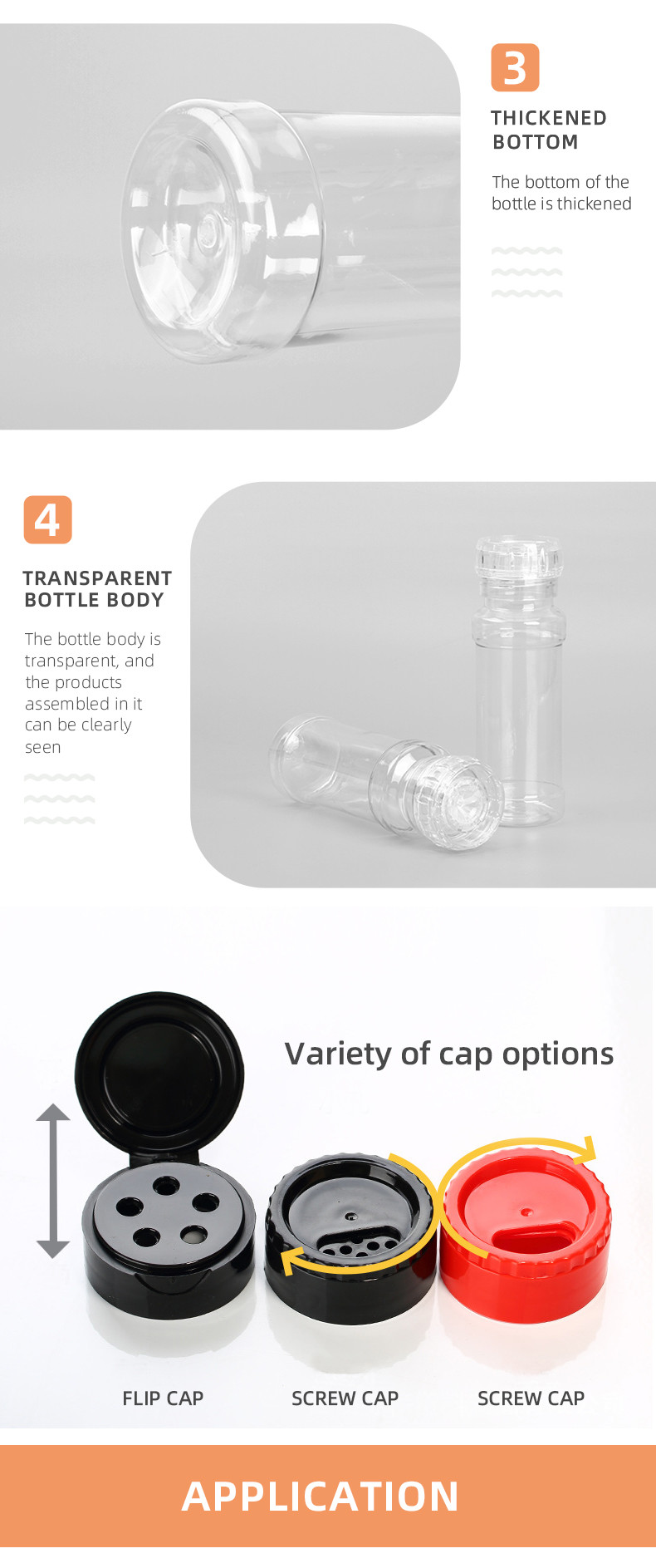 Food Grade Shaker Plastic Spice Bottles 350ml 500ml PET Spice Jars