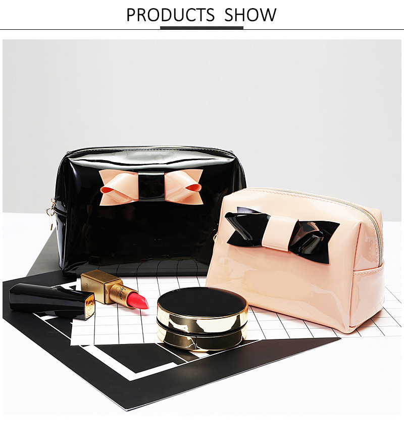 Portable Multi Functional Small Black Travel PU Makeup Bag