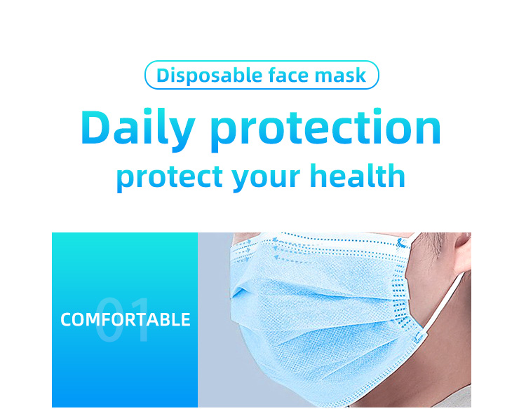 High Protective 3 layer non-woven fabrics ear loop disposable protective face mask
