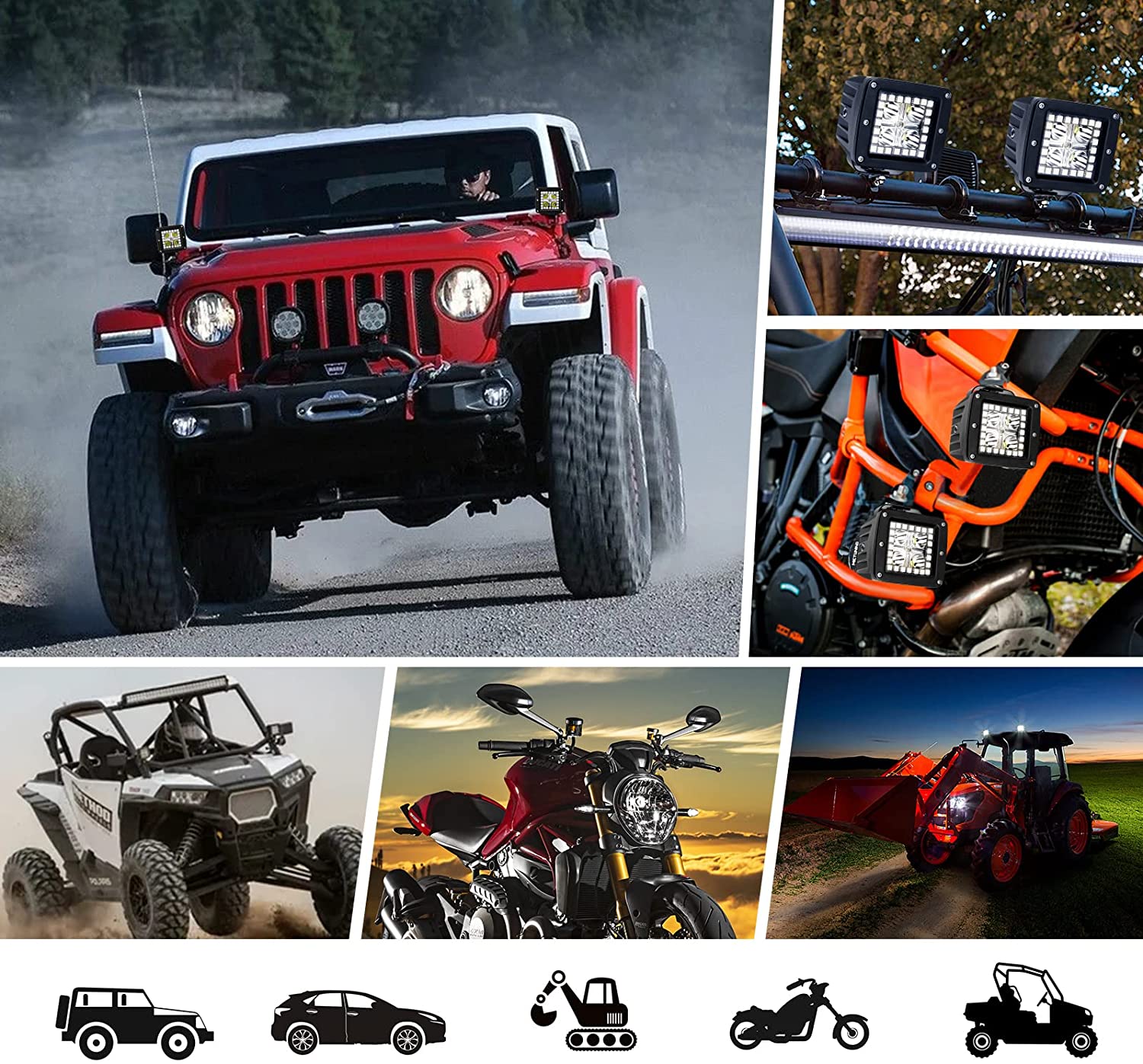Mini RGB Vehicle LED Work Lights 3 Inch 4x4 Led Pod Light Decoration