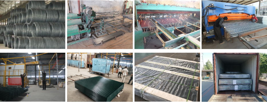 Green Black Galvanized Steel Metal Safety Perimeter Anti Climb Security Welded Mesh Fence