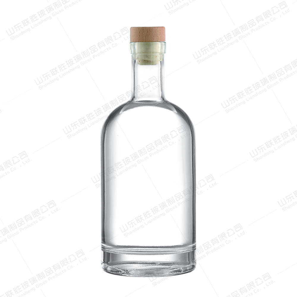 250ml Round Boston Glass Wine Bottle 8oz Vodka Bottle With Cork Lid