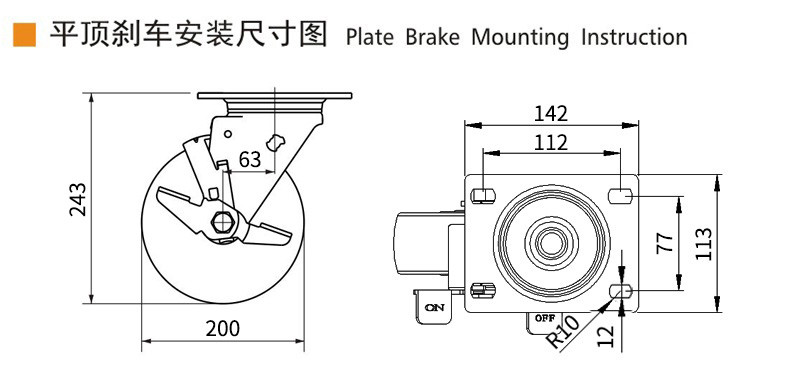 8 Inch Heavy Duty Aluminium Castor Wheels 600kg Load Plate Mount Ridgid Caster Wheels