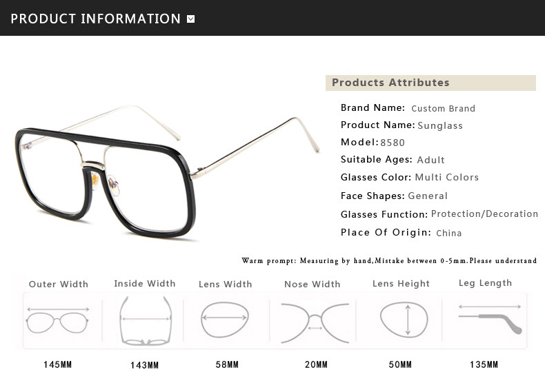 BSCI 135MM Big Square Mens Sunglasses Frame Polarized Promotion Sunglasses