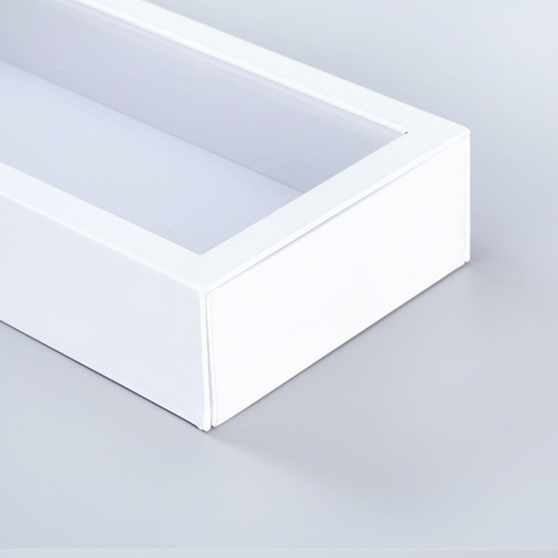 Flip Top PVC Window White Rigid Cardboard Necktie Packaging Box Magnetic Closure