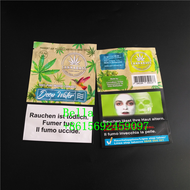 Clear Window Stand Up Zipper Pouch Custom Printing For Herbal Tea CBD Powerfood Packaging