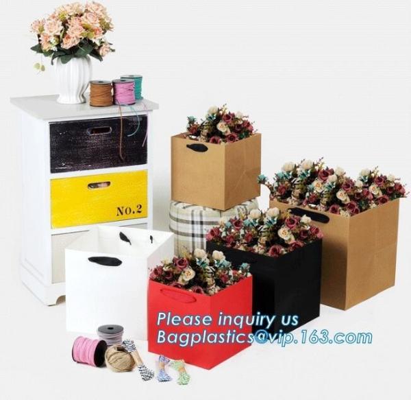 flower carrier bag for gift, paper bag for carry flower,Waterproof white Kraft