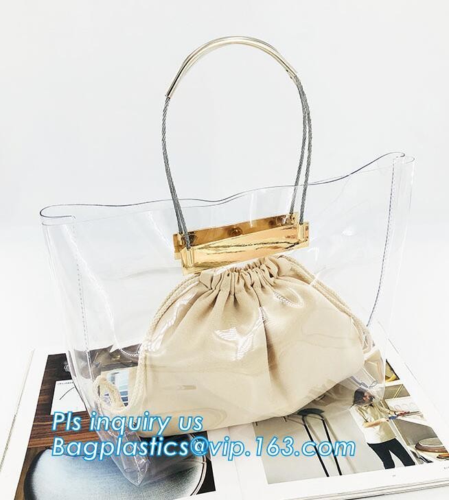 vinyl tote bags transparent pvc handbag, Fashion pvc beach bag summer handbag women, Metallic Transparent PVC Beach Hand