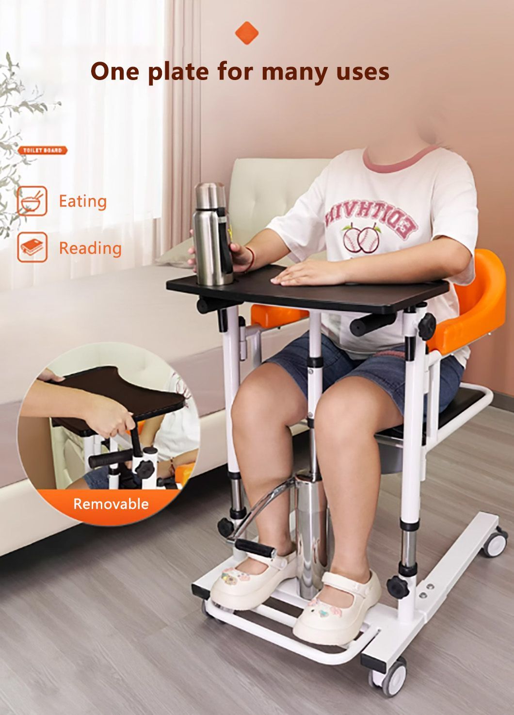 Reliable Quality Adjustable Height Manual Patient Transfer Lift Chair Hydraulic Lift Wheelchair for Paralyzed Use