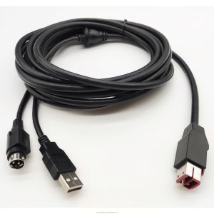 China OEM ODM USB DC24V Cable 24V To Hosiden USB-B on sale
