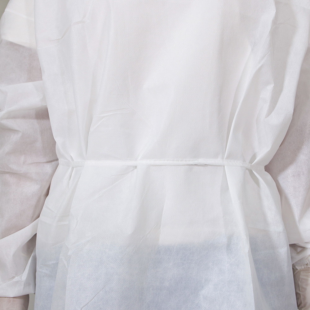White Medical Isolation Gowns Disposable With Knitted Cuff Waterproof 20-65gsm