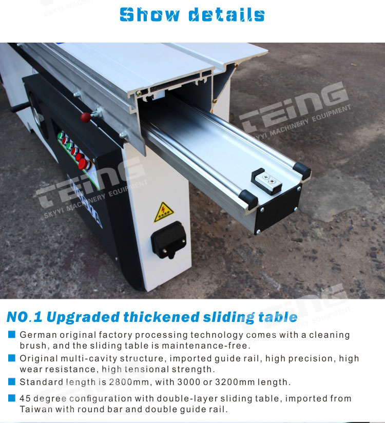 Wood Working Sliding Table Panel Saw WSN2845 with Precision and Max.Cutting Height at 90°