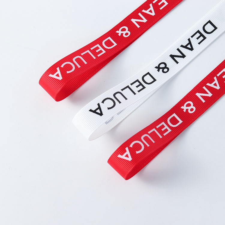 Customized Logo Ink Printed Polyeater Grosgrain Ribbon for Gift Packing