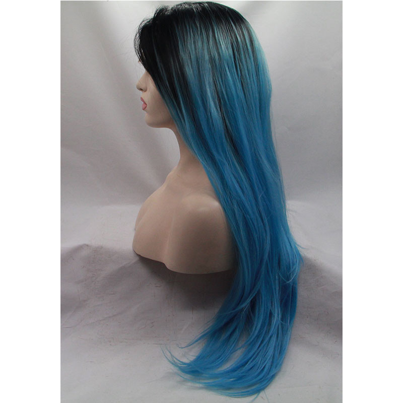 Heat Resistant Fiber Synthetic Lace Front Wigs Ombre Color 8-26 Inches