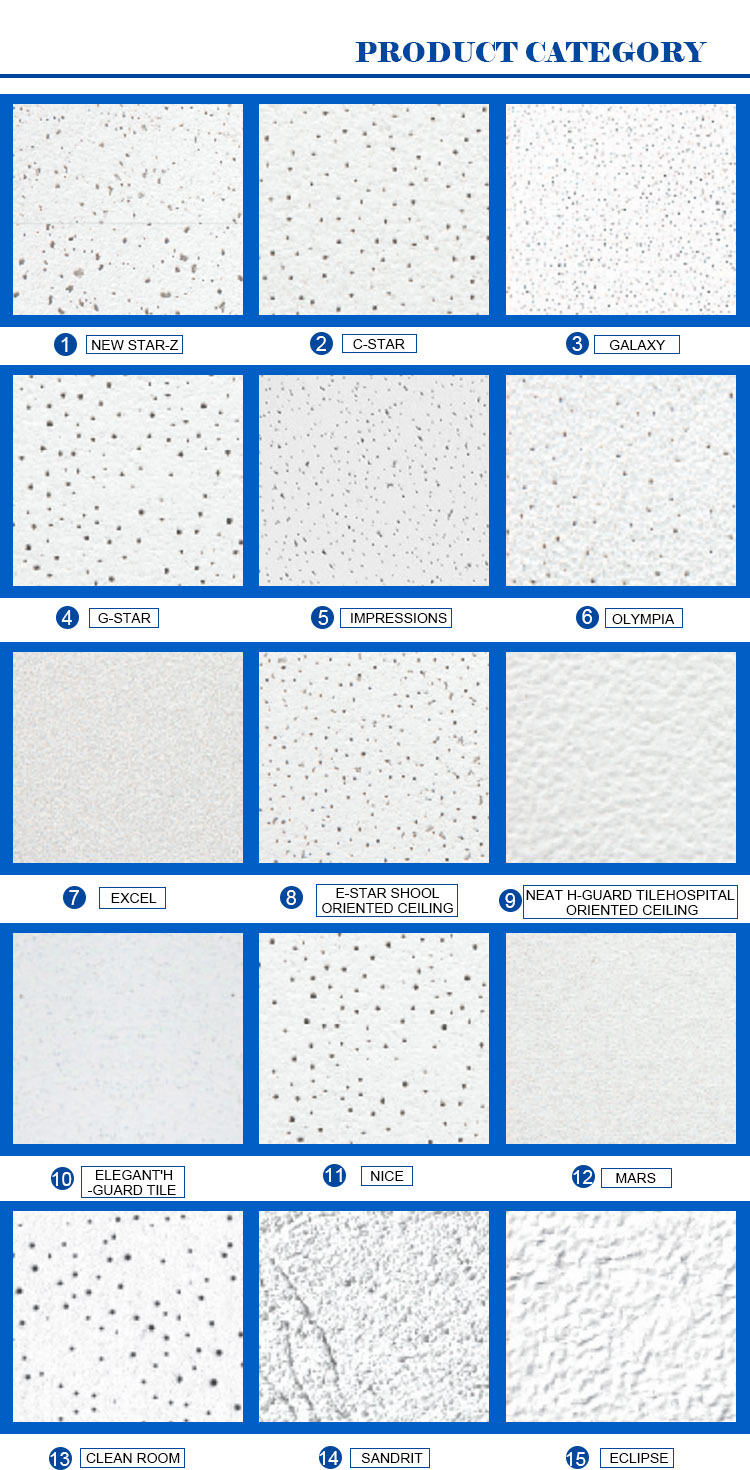 Artistic Soundproof OEM USG BORAL Hotel Mineral Wool Ceiling Plate