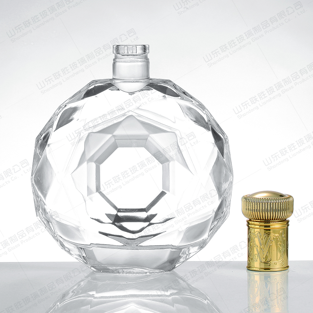 375ml Healthy Lead-free Glass Vodka Whiskey Bottle Mini Glass Bottles with Cork Lid