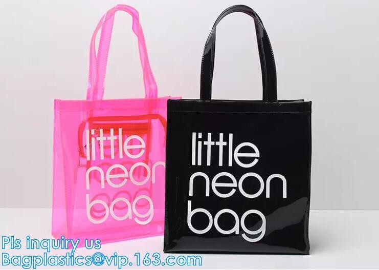 customized handle clear plastic pvc make up bag, vinyl pvc zipper bags with handles, snap button closure or Zip lockk plas