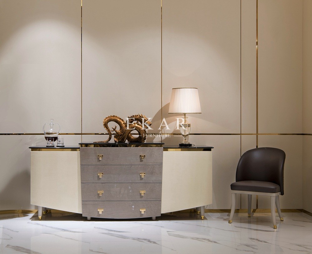 4 Drawer High End Dining Room Marble Top Luxury Modern Sideboard