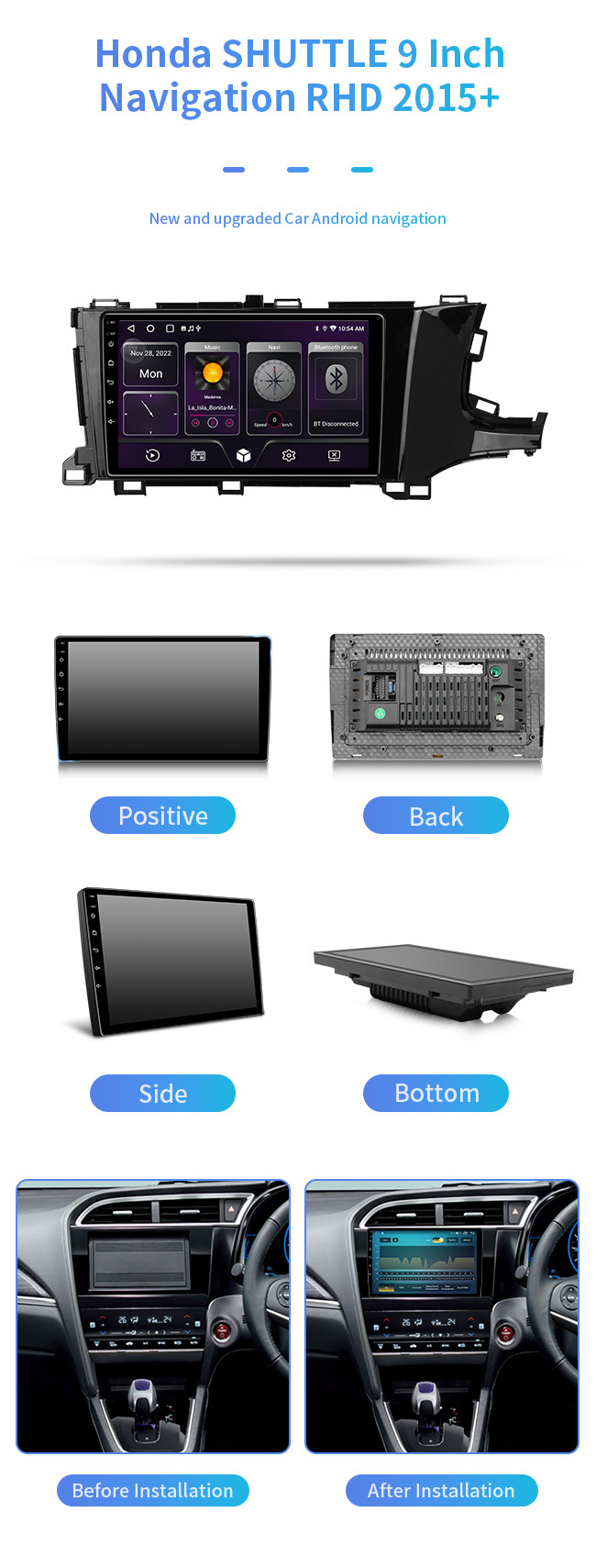 For Honda SHUTTLE RHD 2015+ 4G WIFI Bluetooth Phone GPS Bluetooth Car Navigation