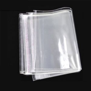 China Width 24cm Custom Logo Printing Resealable Apparel Package Self Sealing Bopp Transparent Cello Bag Clear Plastic Cellophane Bags on sale
