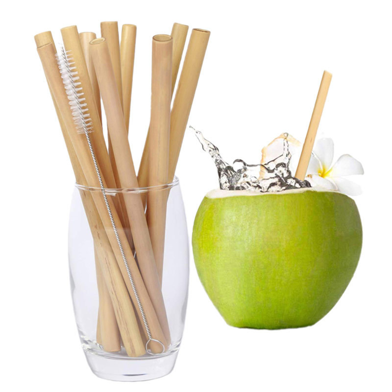 Biodegradable Disposable Bamboo Straws Laser Private Logo For Party Wedding