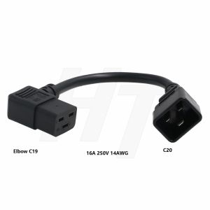 UPS PDU Power Cord Adapter Right Angle IEC320 C19 to C20 16A 250V 3 Prong
